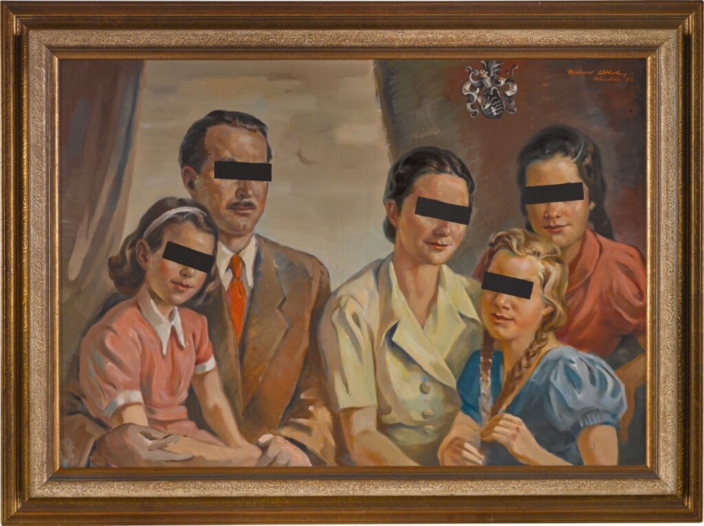 Old Painting, witz Five Persons, witz Black Barrel over the Eyes